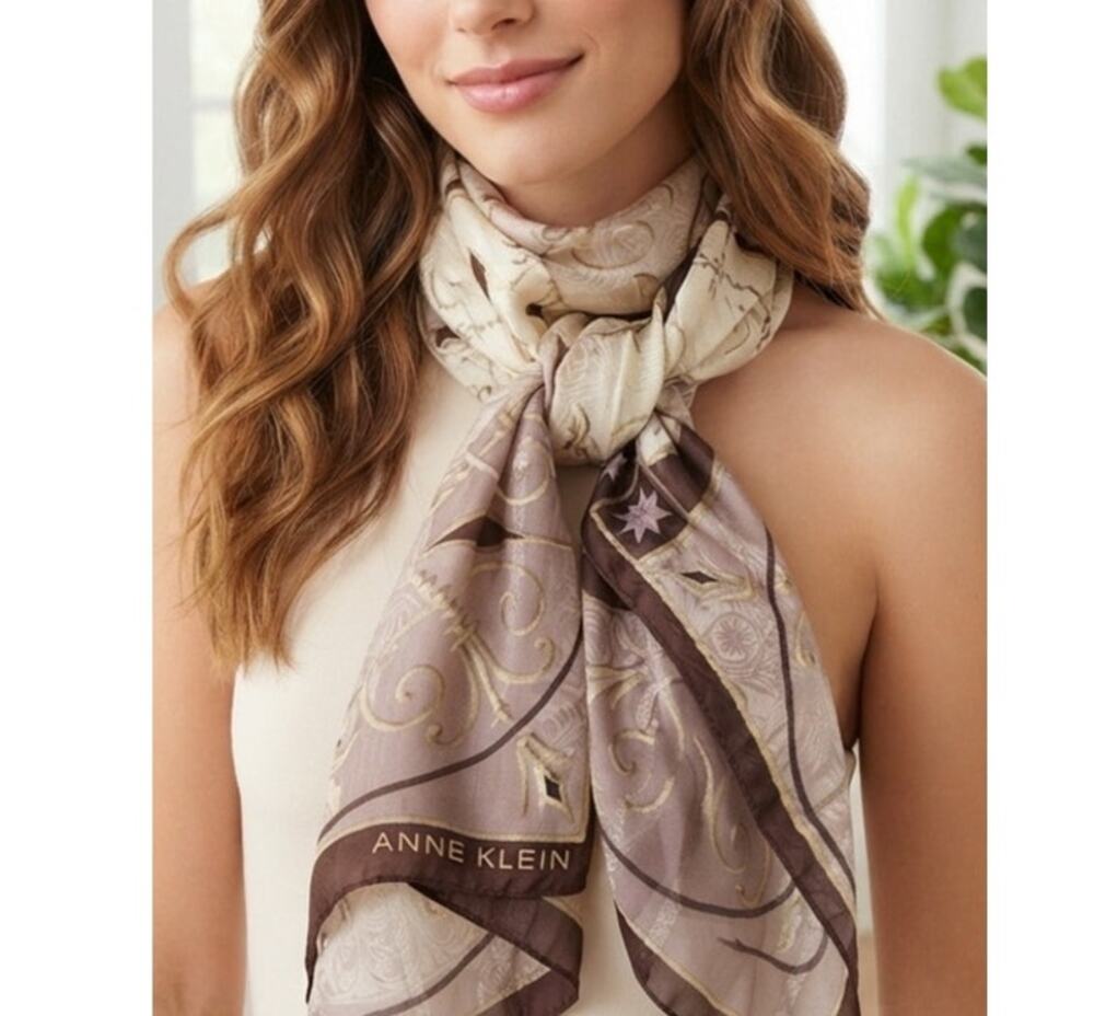 Soft Girl Style Anne Klein Semi-Sheer Scarf in Calming Pastels and Neutrals
